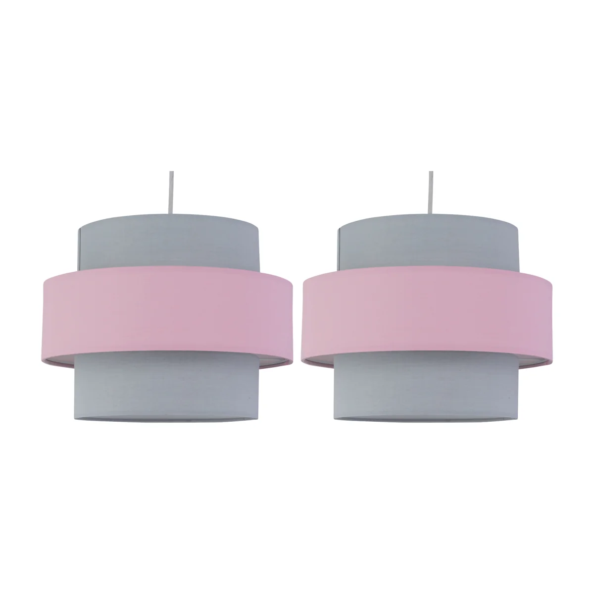 Pair Of Pink And Grey Two Tier Light Shades - Grey – image 1