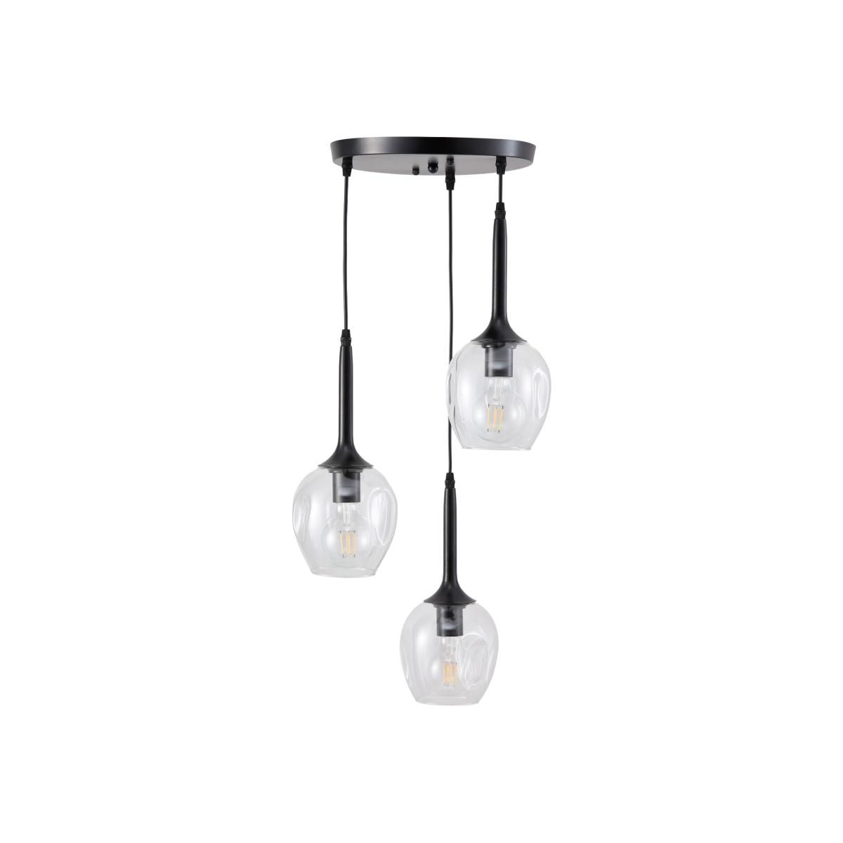 3-Light Modern Style Glass Lampshade Chandeliers - Black