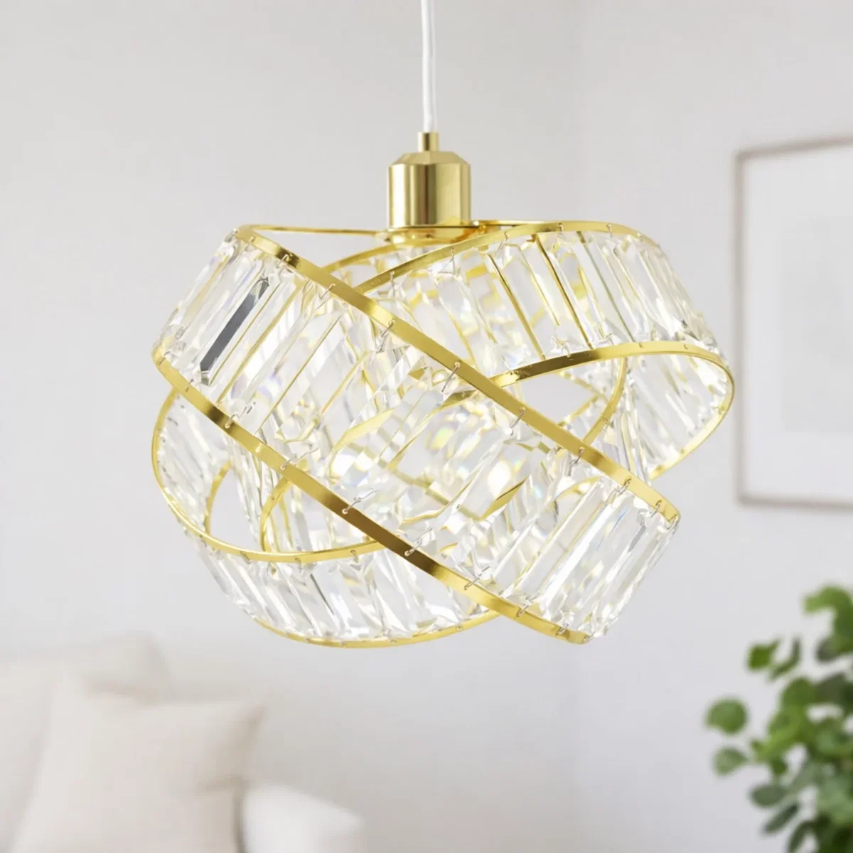 Voltico Crystal Effect 3-Tier Easy-Fit Pendant Lampshade - Gold