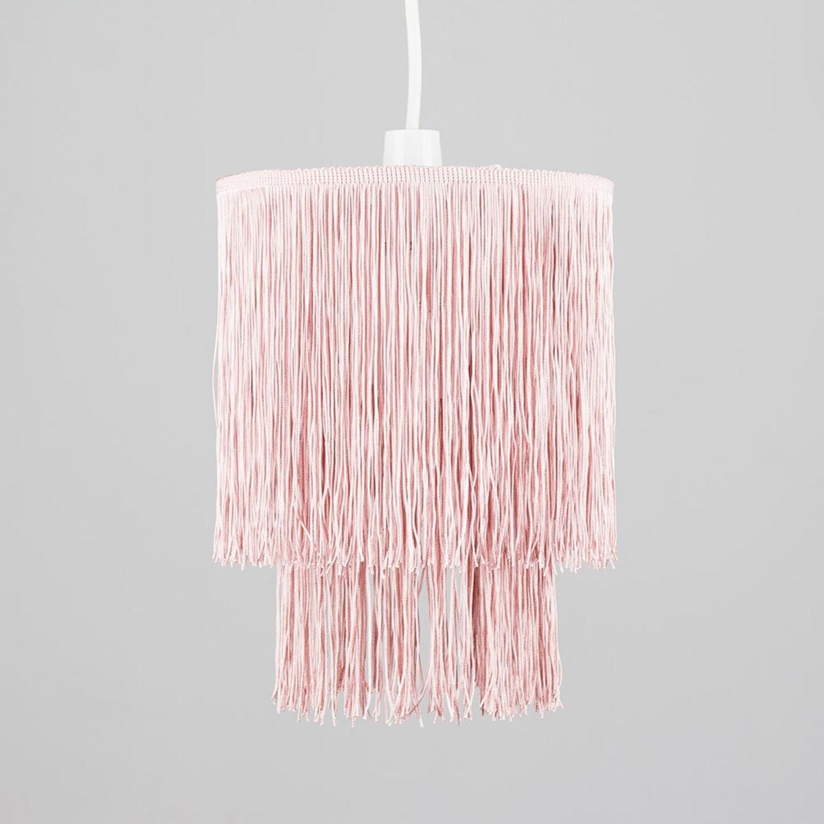 Modern 2 Tier Pink Tassel Ceiling Pendant Light Shade - Pink – image 3