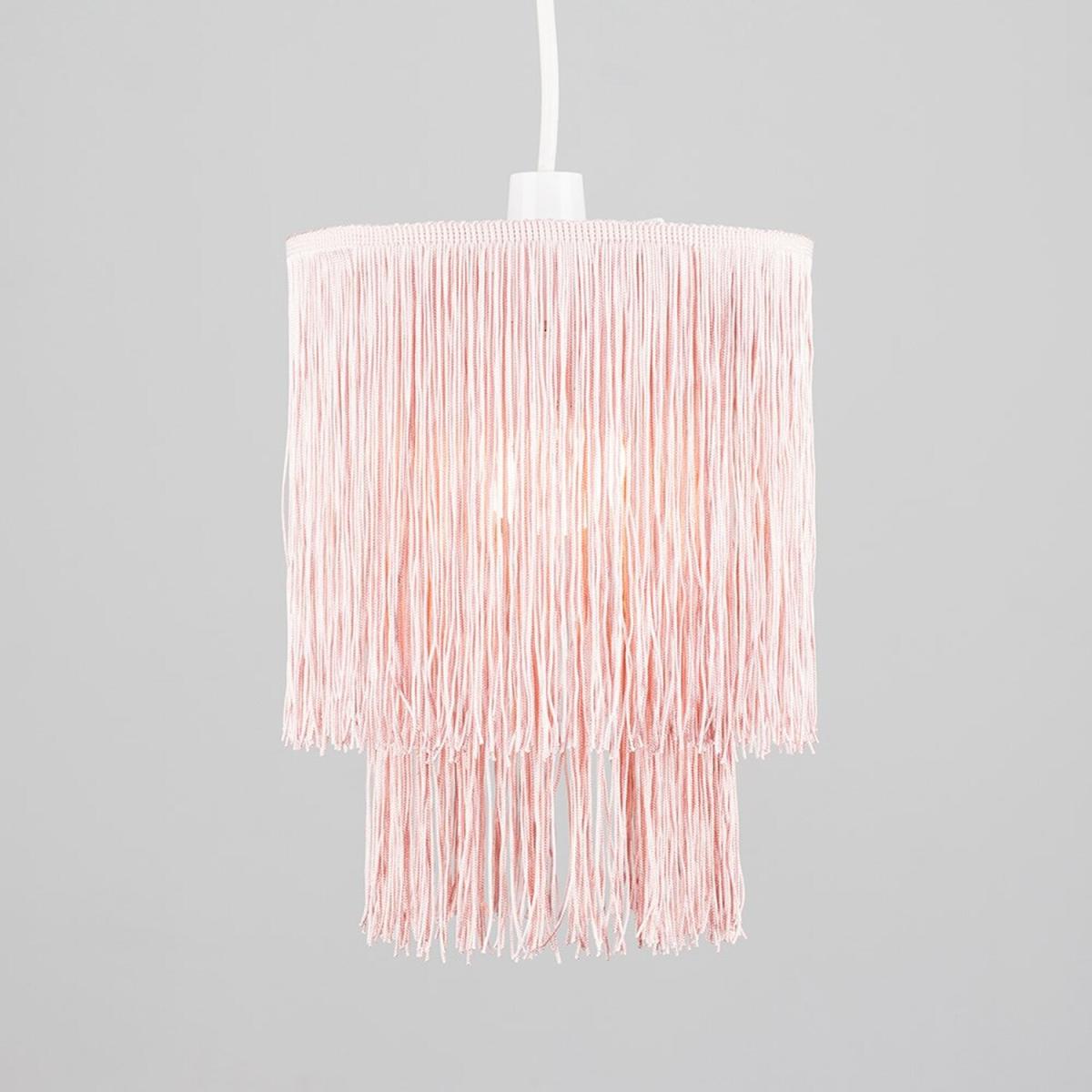 Modern 2 Tier Pink Tassel Ceiling Pendant Light Shade - Pink – image 4
