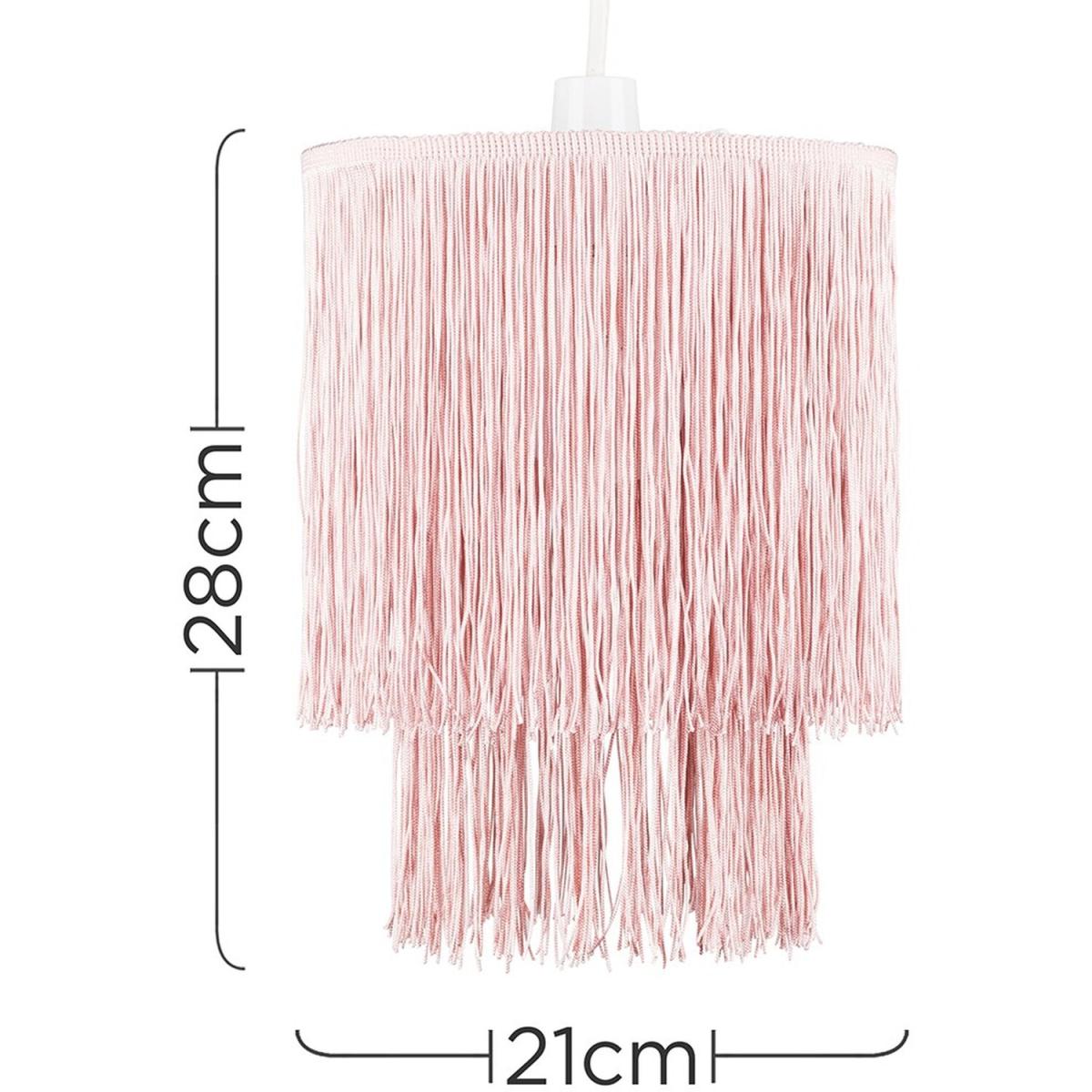 Modern 2 Tier Pink Tassel Ceiling Pendant Light Shade - Pink – image 7