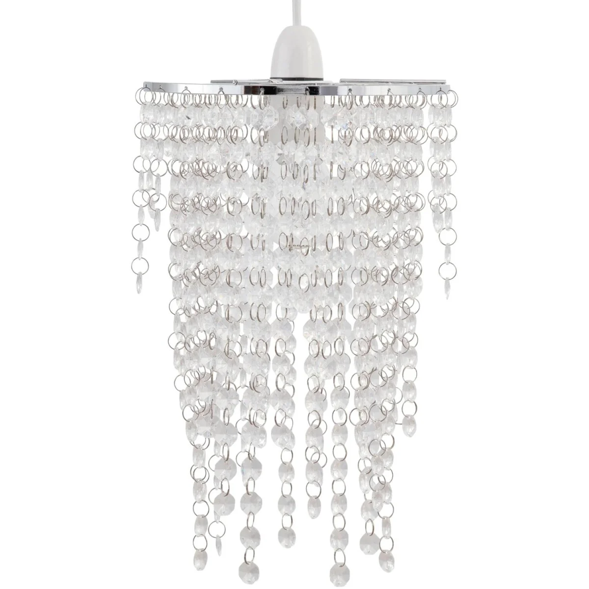 Daisy Easy Fit Jewelled Pendant Shade - Clear Acrylic With Polished Chrome Plate Detail – image 3