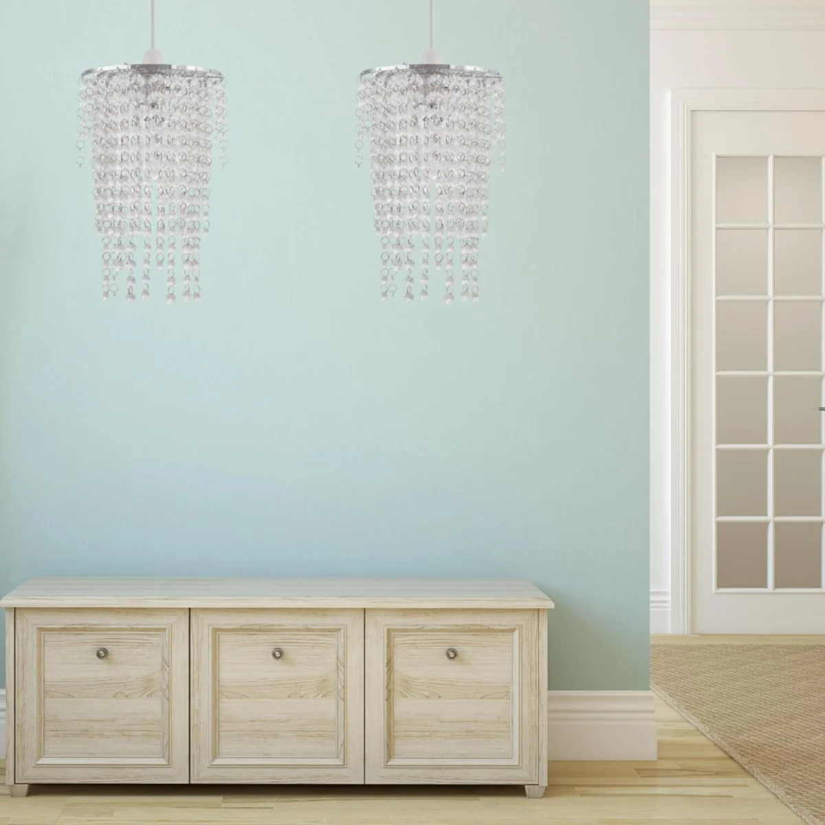 Daisy Easy Fit Jewelled Pendant Shade - Clear Acrylic With Polished Chrome Plate Detail – image 4