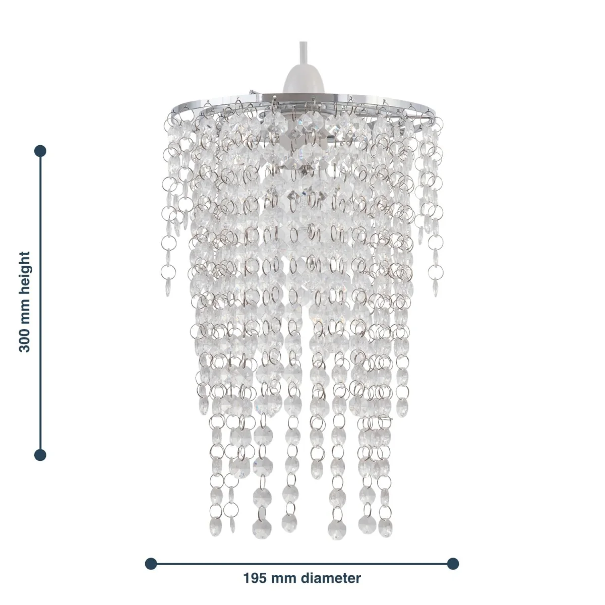 Daisy Easy Fit Jewelled Pendant Shade - Clear Acrylic With Polished Chrome Plate Detail – image 5