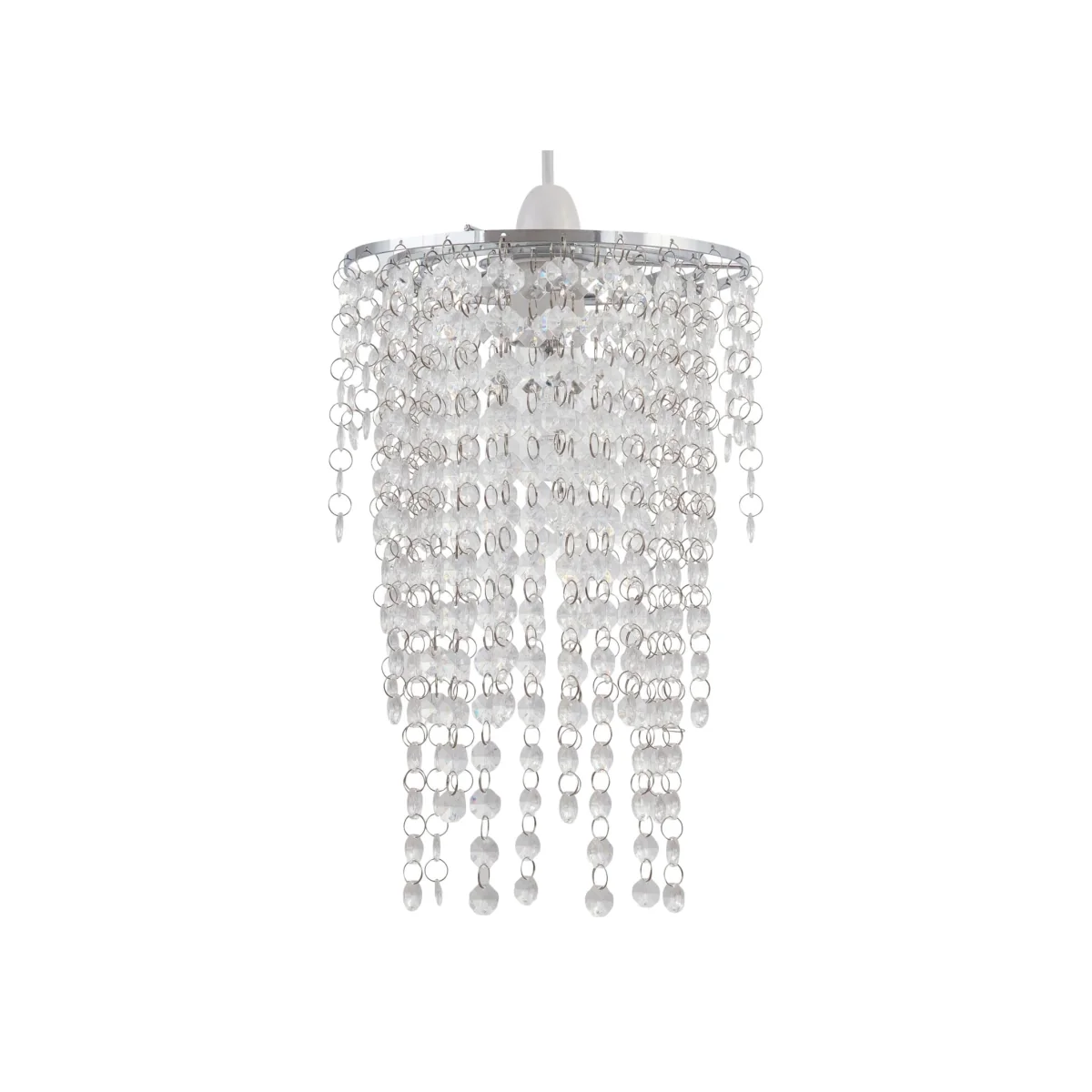 Daisy Easy Fit Jewelled Pendant Shade - Clear Acrylic With Polished Chrome Plate Detail – image 1