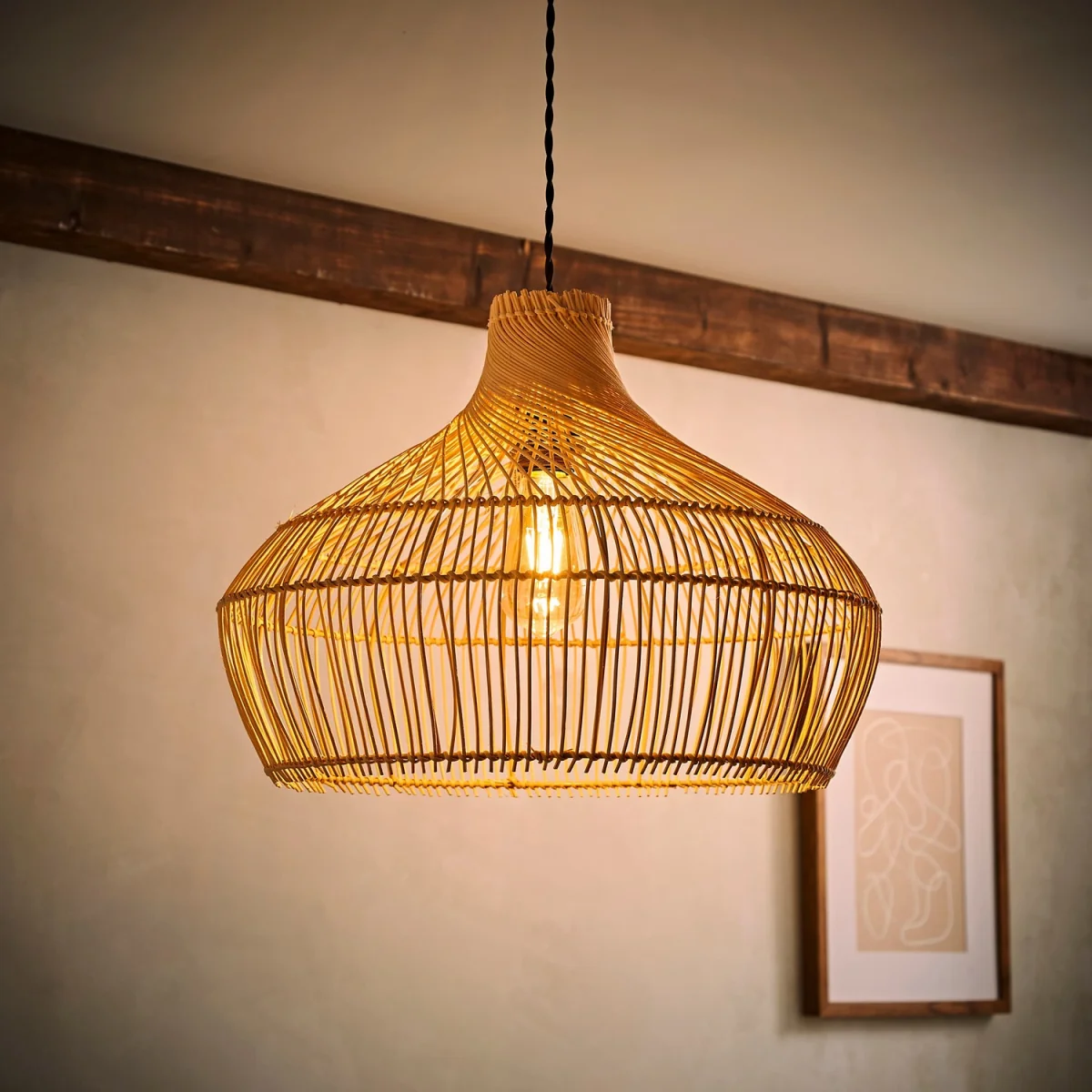 Anais Natural Rattan Wicker Easy Fit Ceiling Lamp Shade / Yes - Natural / No – image 2