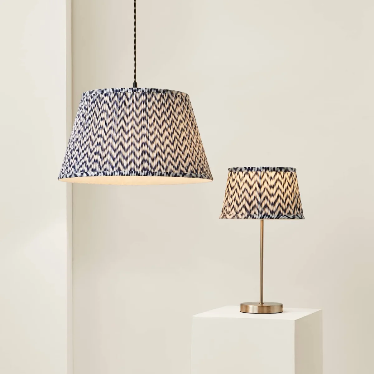 Saffira Small Pleated Chevron Taper Shade - Navy Blue – image 2