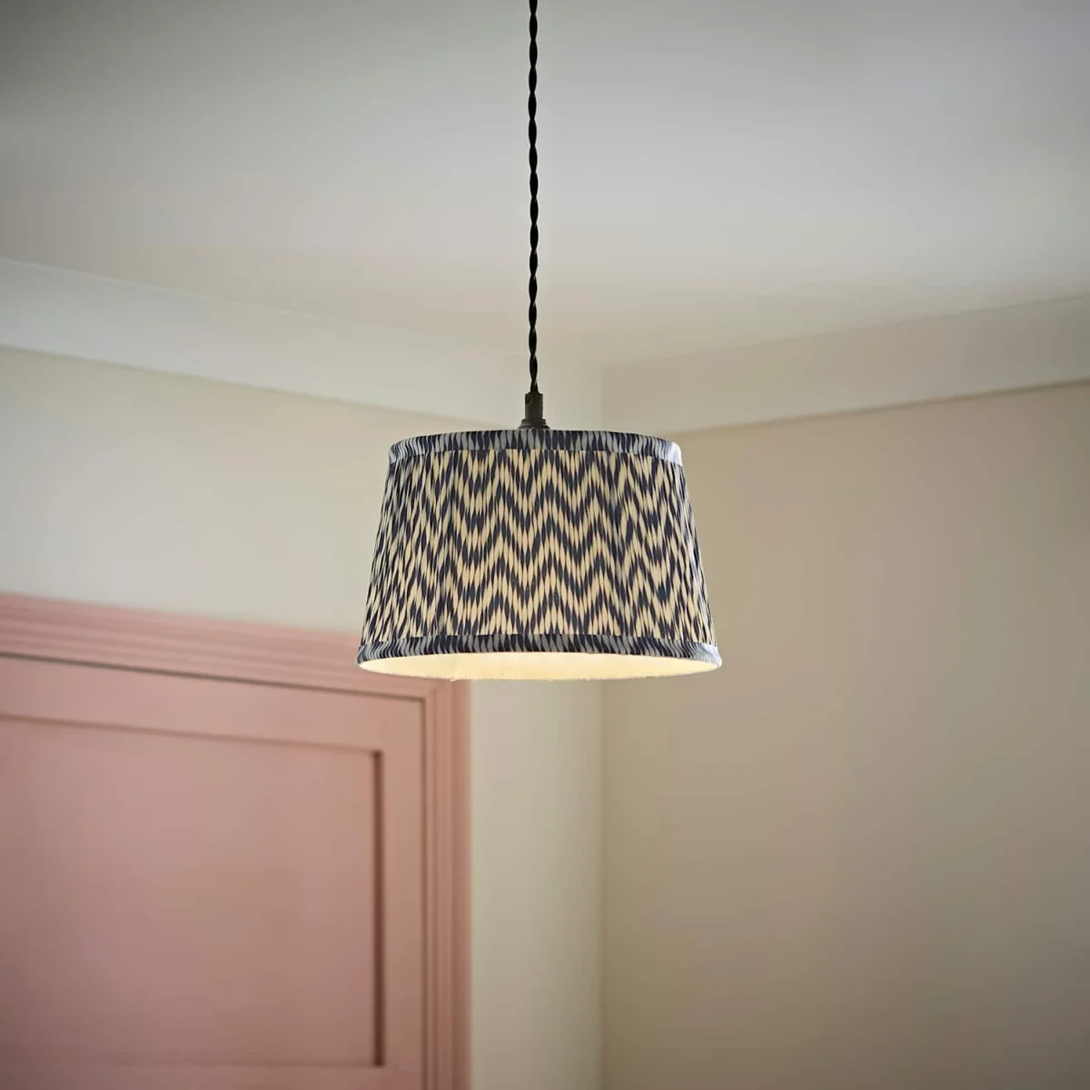 Saffira Small Pleated Chevron Taper Shade - Navy Blue – image 3
