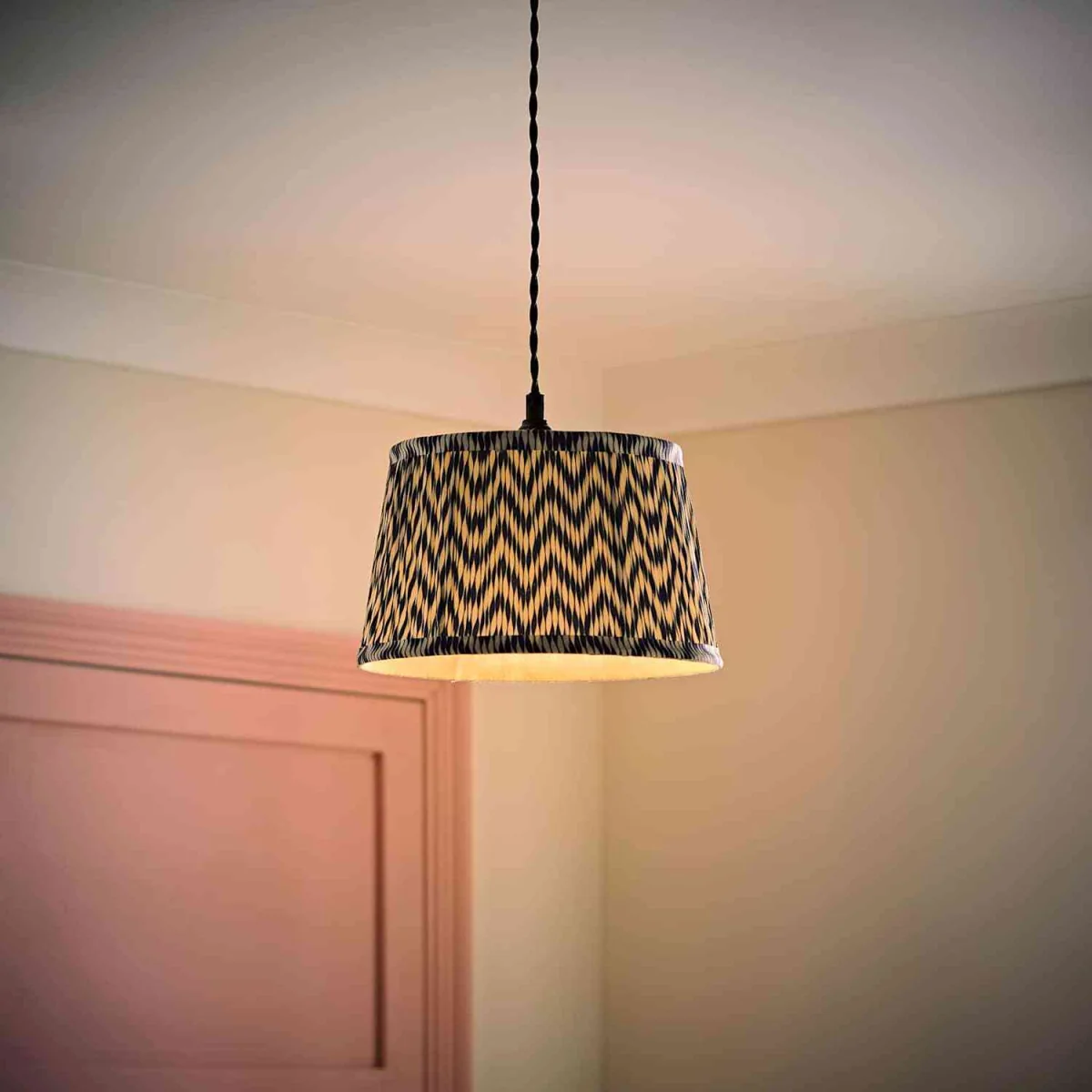 Saffira Small Pleated Chevron Taper Shade - Navy Blue – image 4