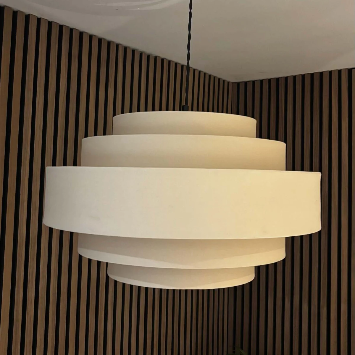 CGC Soma Five Layered Cream Fine Linen Drum Lampshade Large - Cream – image 2