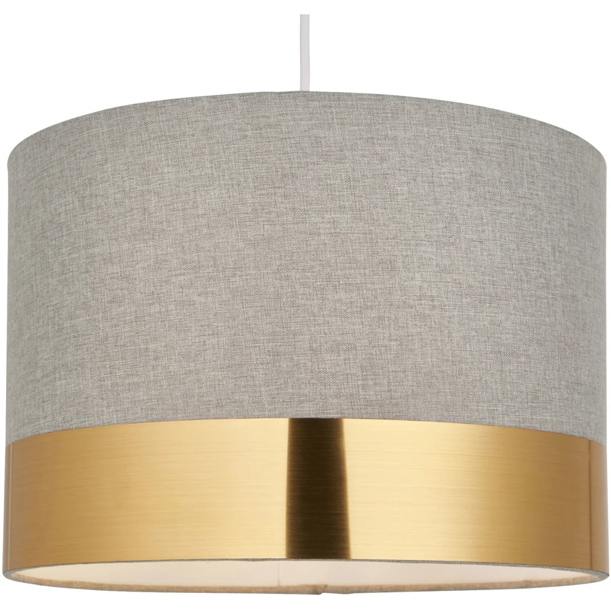 Amara Easy Fit Fabric Pendant Shade - Grey Cotton With Brushed Gold Plastic Detail – image 3