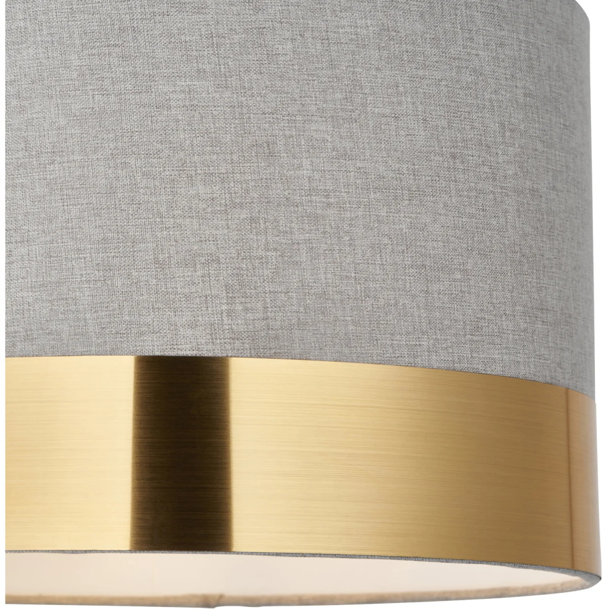 Amara Easy Fit Fabric Pendant Shade - Grey Cotton With Brushed Gold Plastic Detail – image 4
