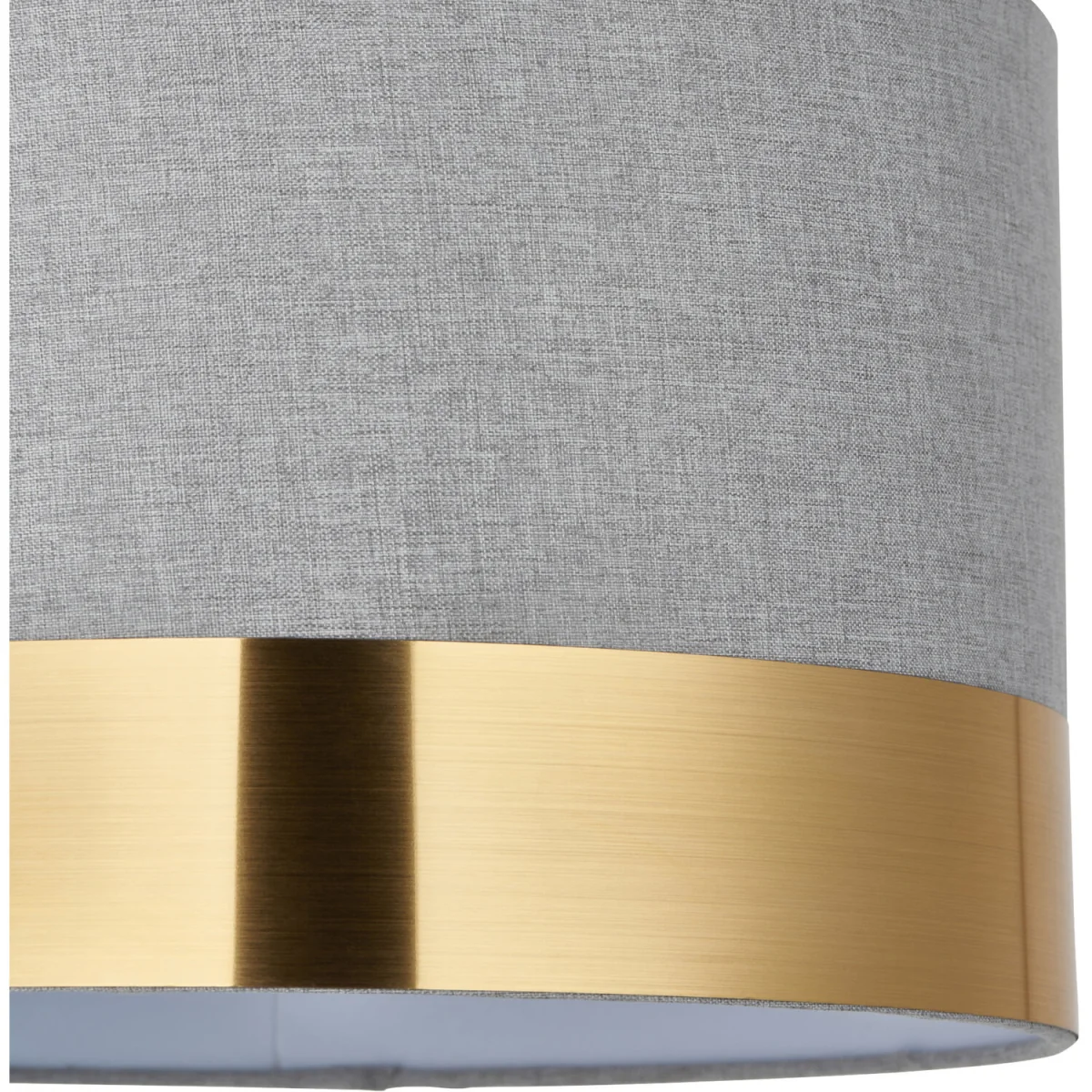 Amara Easy Fit Fabric Pendant Shade - Grey Cotton With Brushed Gold Plastic Detail – image 5