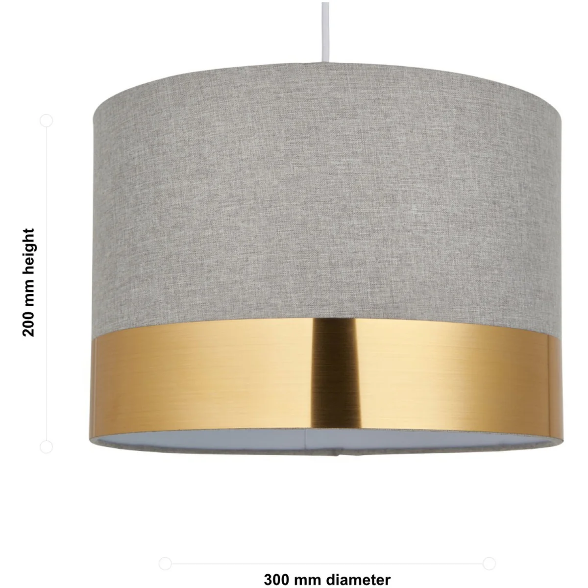 Amara Easy Fit Fabric Pendant Shade - Grey Cotton With Brushed Gold Plastic Detail – image 6
