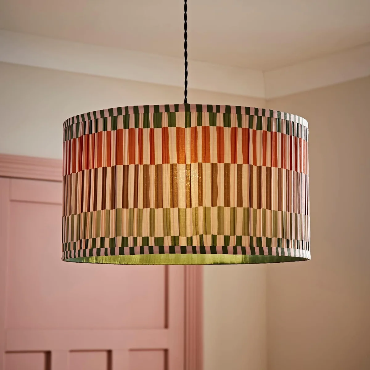 Rae Small Striped Pleated Drum Ceiling Lamp Shade - Multicolour / 45cm / 0.51kg – image 3