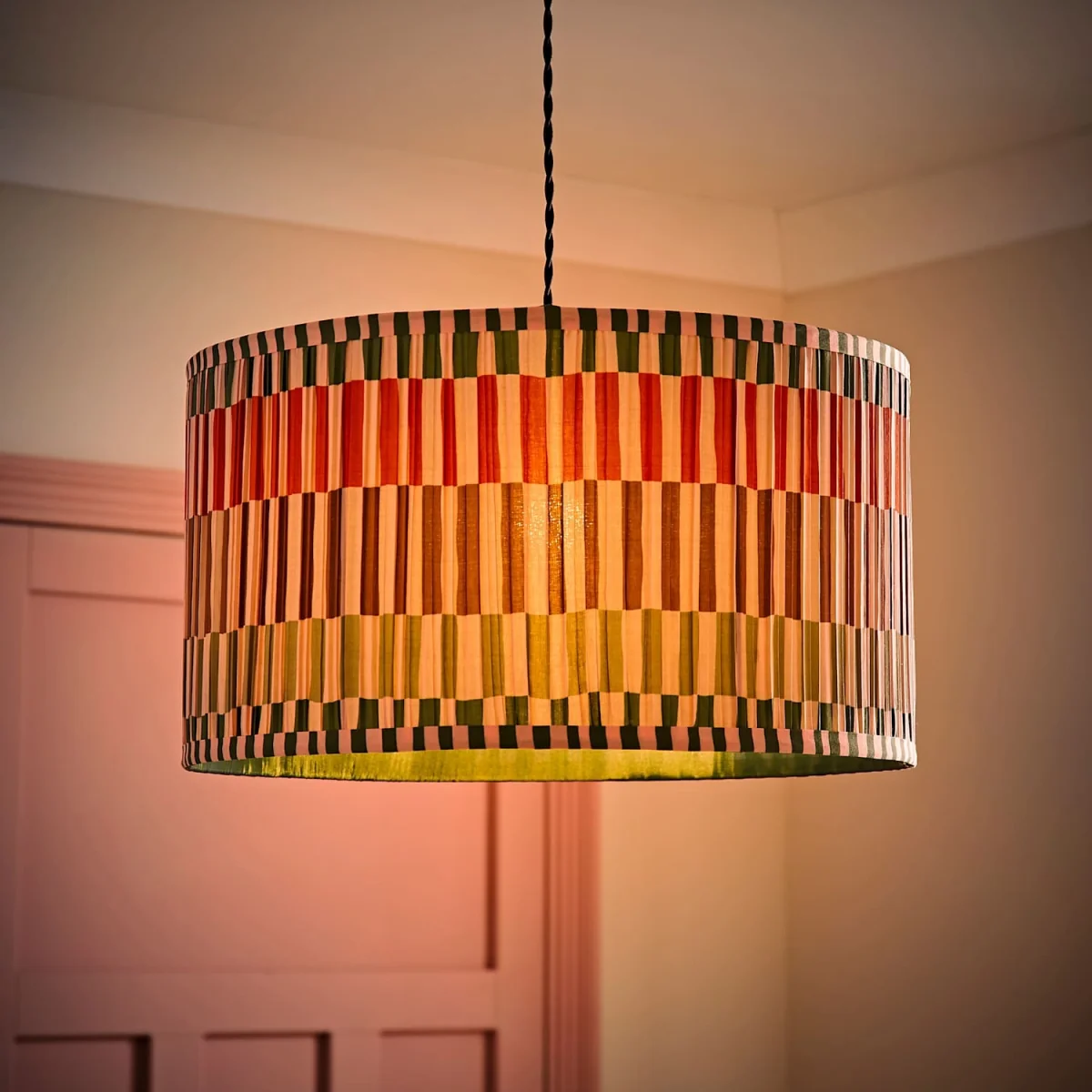 Rae Small Striped Pleated Drum Ceiling Lamp Shade - Multicolour / 45cm / 0.51kg – image 4