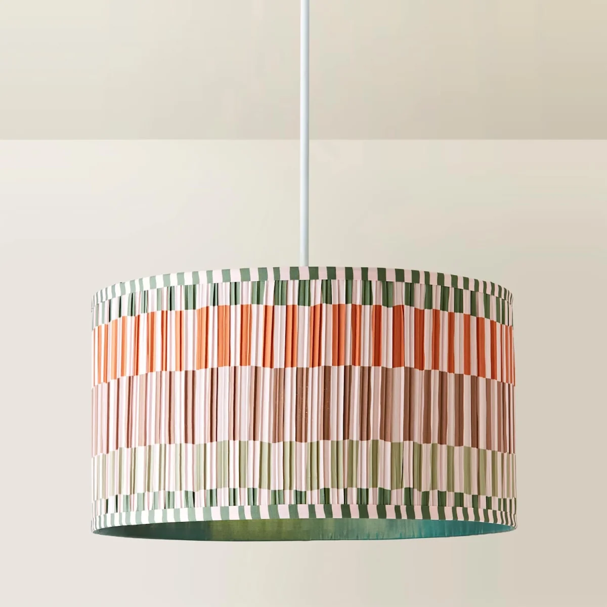 Rae Small Striped Pleated Drum Ceiling Lamp Shade - Multicolour / 45cm / 0.51kg – image 1