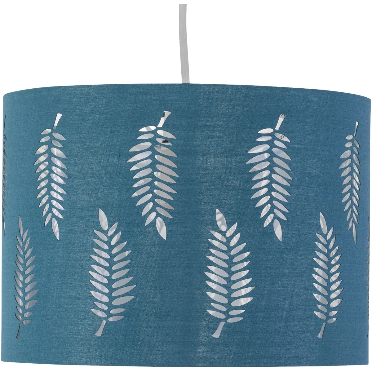 Set Of 2 Fern Easy Fit Fabric Pendant Shades - Teal Cotton With Silver Inner Detail – image 4
