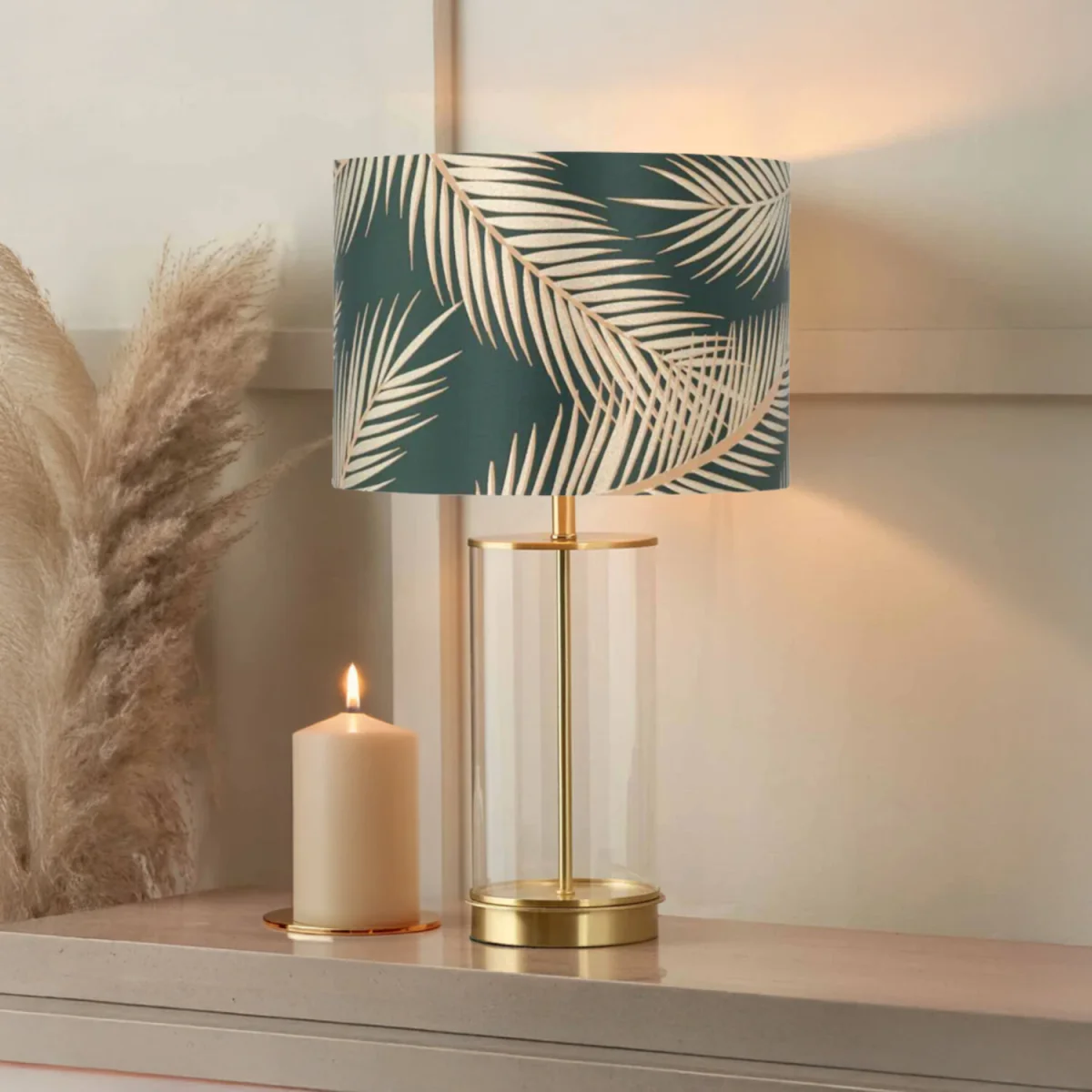 Tropica Easy Fit Fabric Pendant Shade - Dark Green Fabric And Gold Embossed Foil – image 3