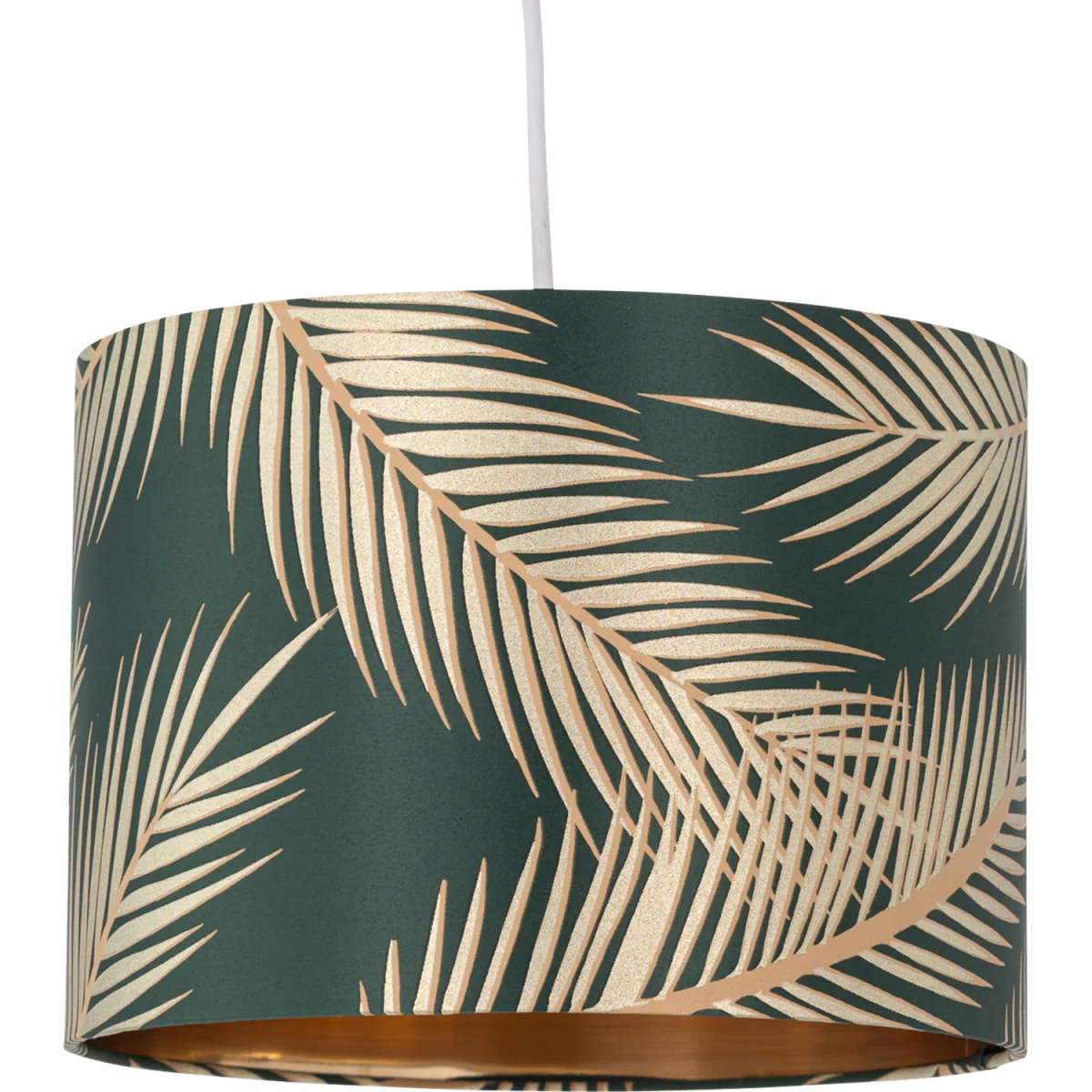 Tropica Easy Fit Fabric Pendant Shade - Dark Green Fabric And Gold Embossed Foil – image 7
