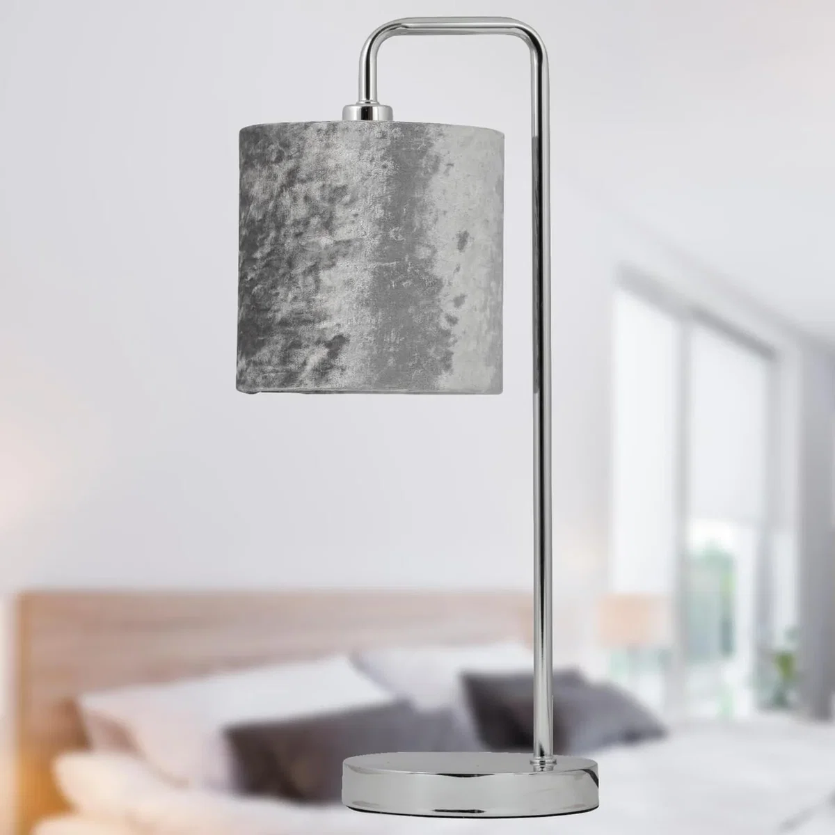 Grey Crushed Velvet 15.5cm Table Lamp Shade - Grey Velvet – image 4