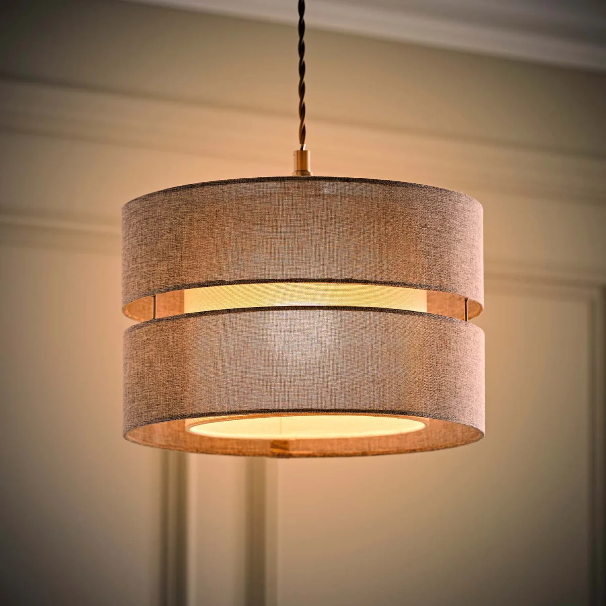 Sophia 2 Tier Linen Drum Ceiling Lamp Shade - Grey / 0.49kg – image 3