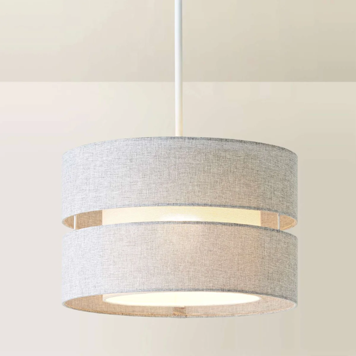 Sophia 2 Tier Linen Drum Ceiling Lamp Shade - Grey / 0.49kg – image 4