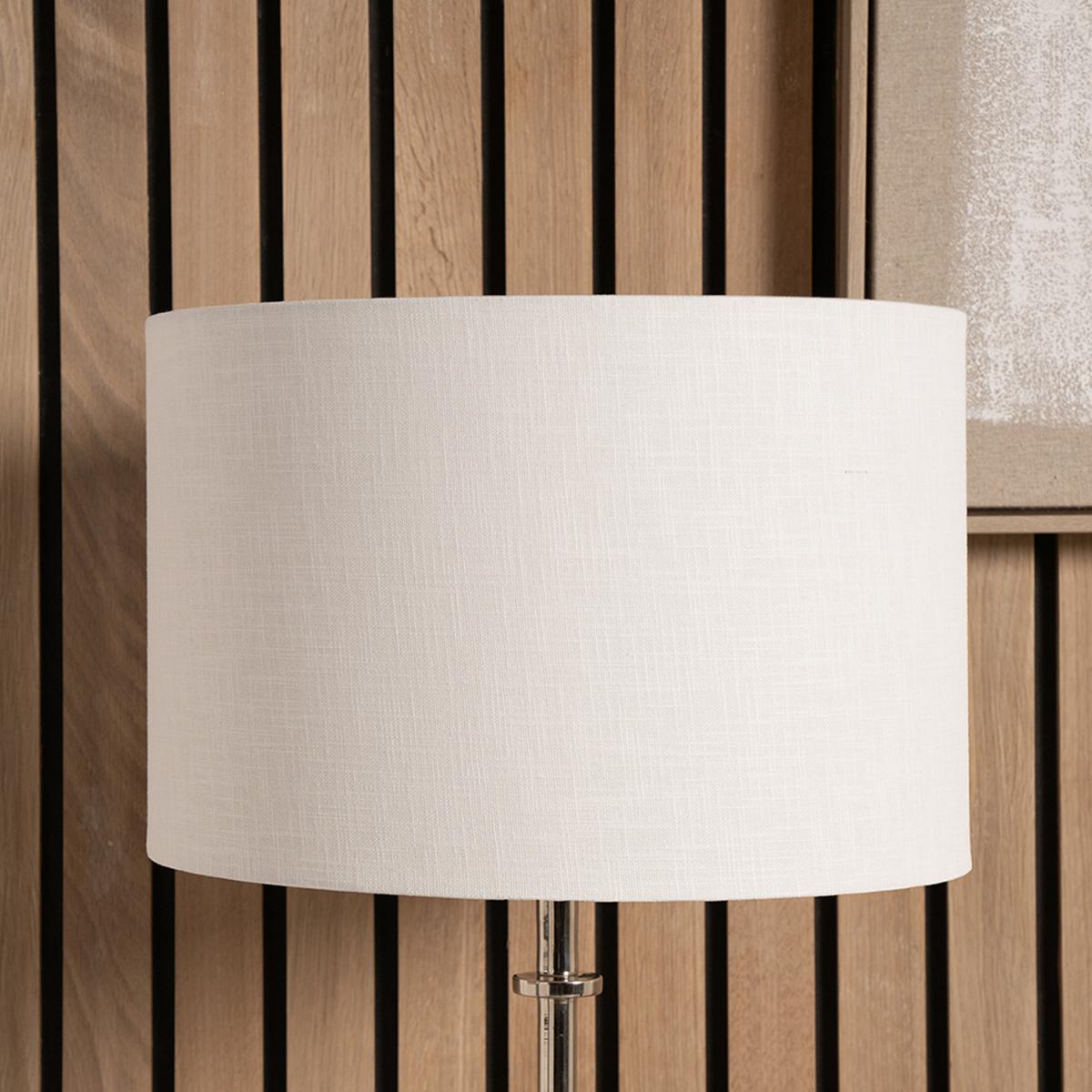 25cm Table Self Lined Linen Drum Lamp Shade - White
