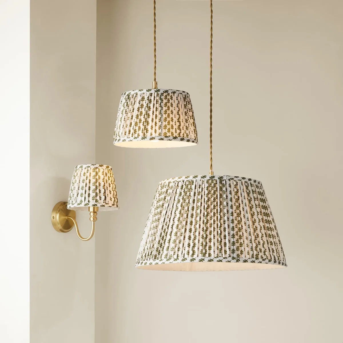 ValueLights Grange Floral Pleated Lamp Shade - Green / Fabric – image 3