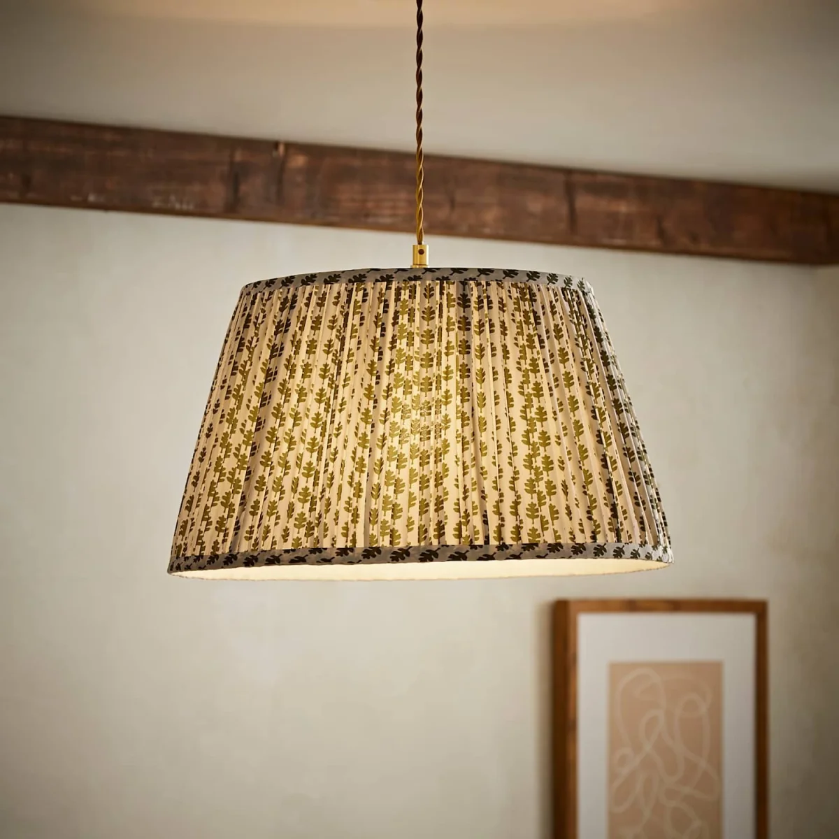 ValueLights Grange Floral Pleated Lamp Shade - Green / Fabric – image 4