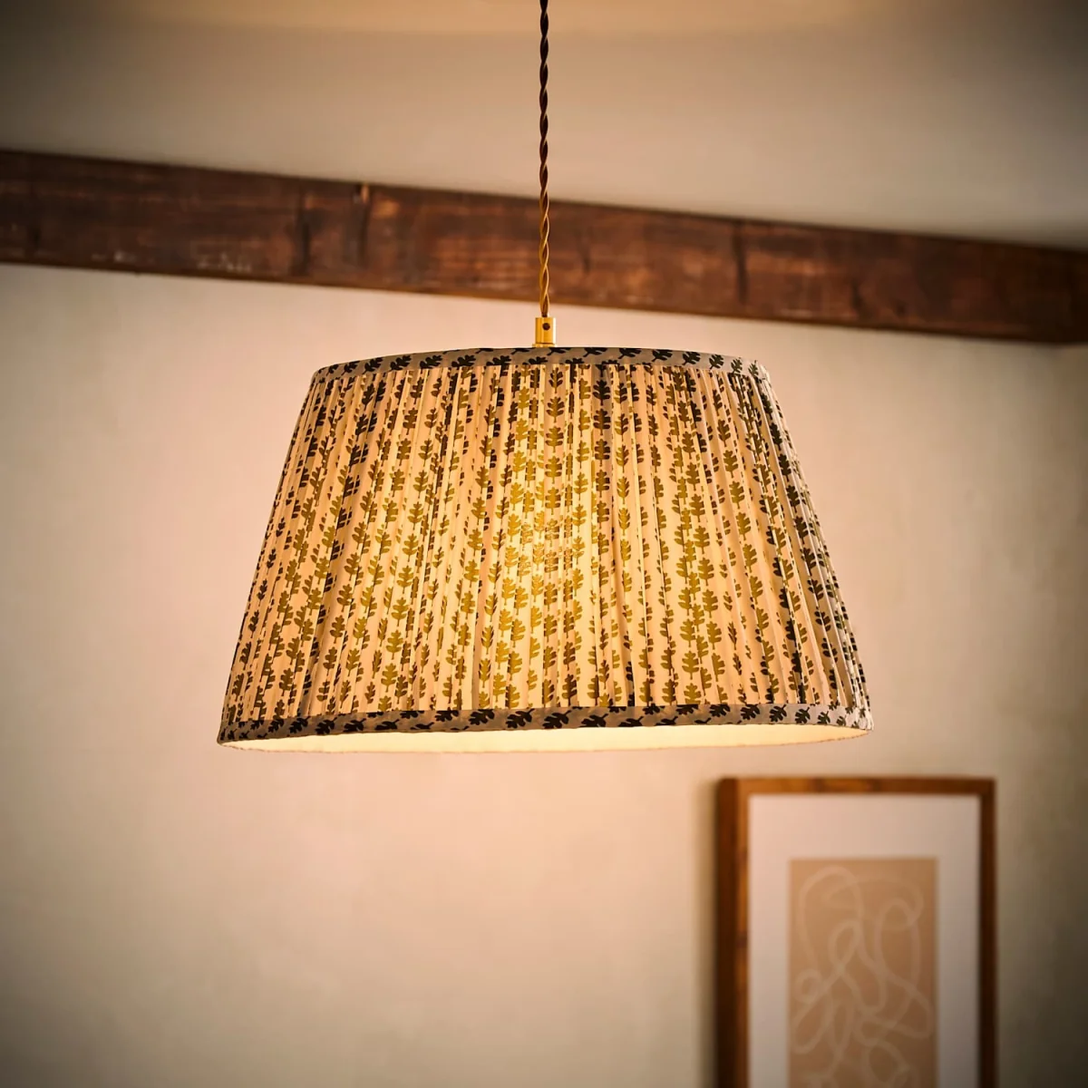 ValueLights Grange Floral Pleated Lamp Shade - Green / Fabric – image 5