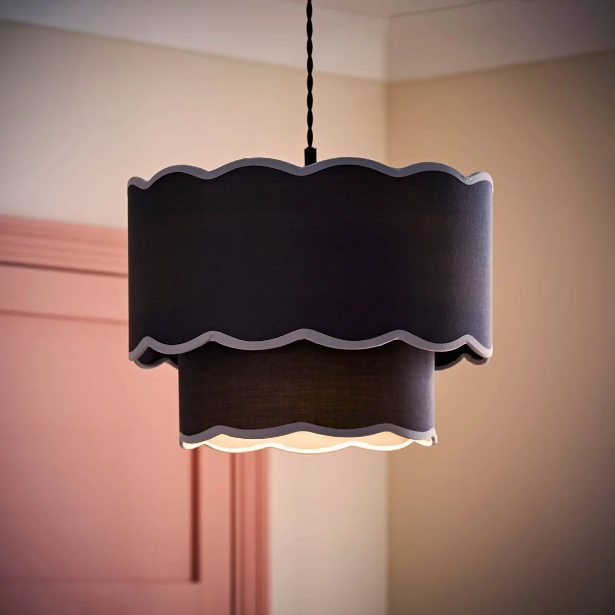 Sloane 2 Tier Colour Clash Scallop Ceiling Lamp Shade - Blue / Plastic – image 5