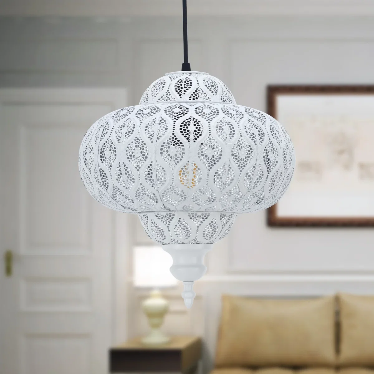 Lucero White Moroccan Easy Fit Pendant Shade - Matt White – image 3