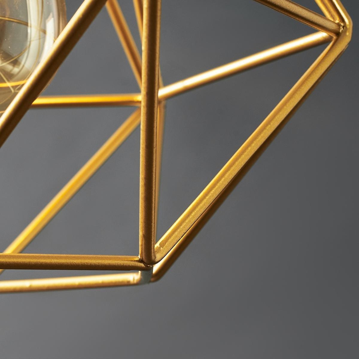 Pair Of Modern Geometric Gold Metal Basket Cage Ceiling Pendant Light Shades - Gold – image 2