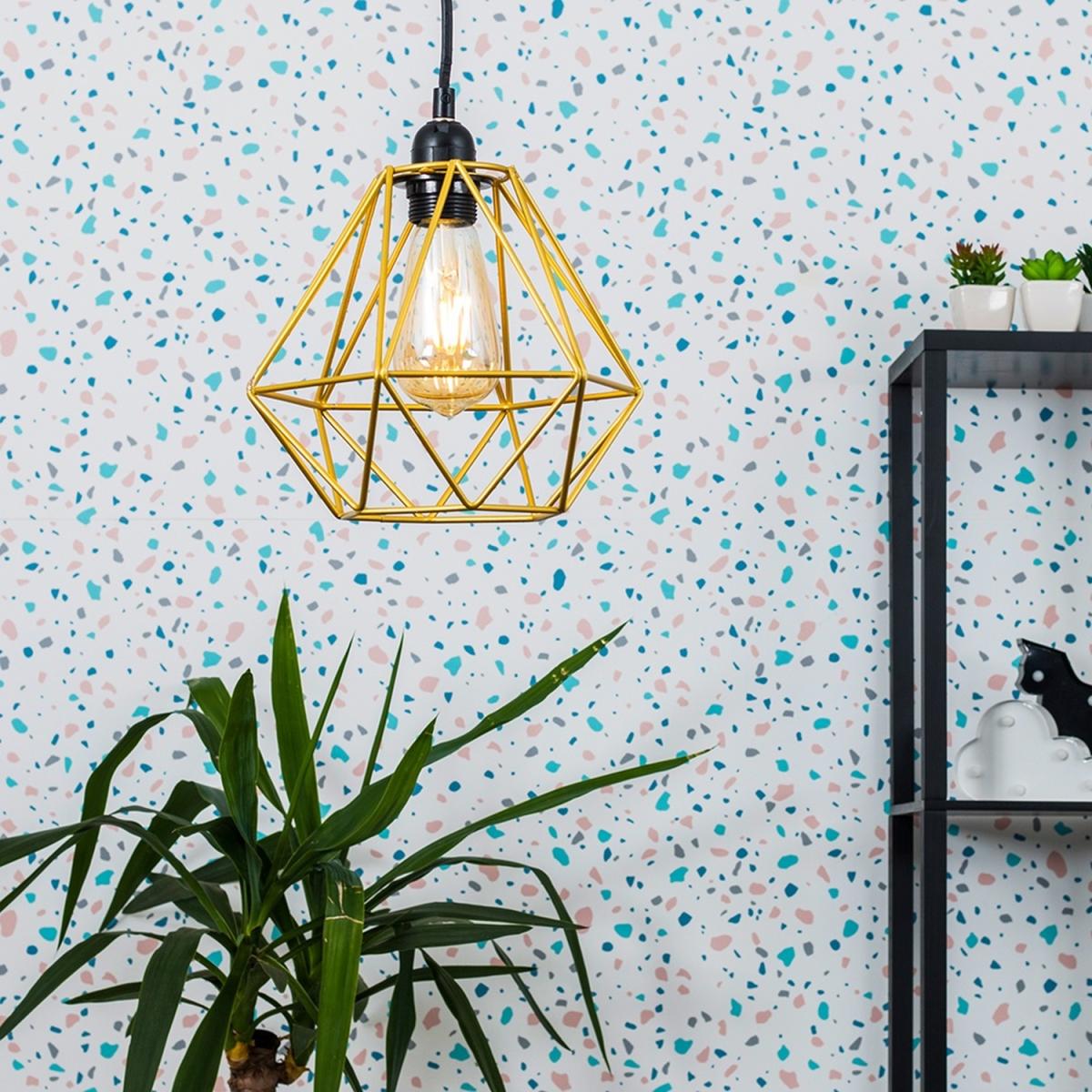 Pair Of Modern Geometric Gold Metal Basket Cage Ceiling Pendant Light Shades - Gold – image 3