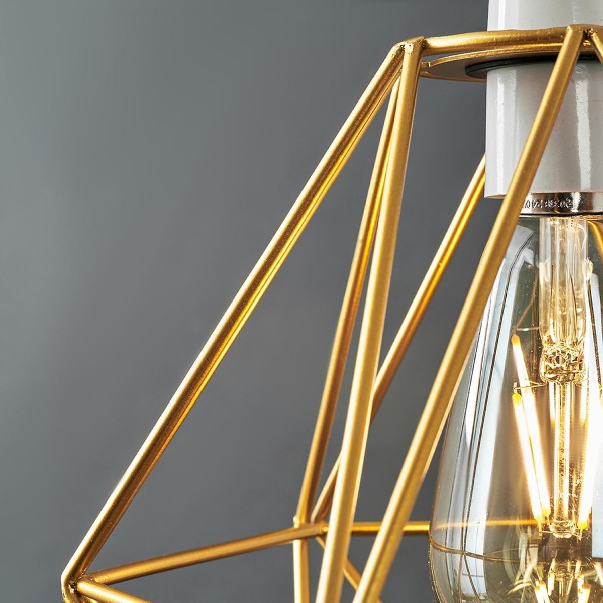 Pair Of Modern Geometric Gold Metal Basket Cage Ceiling Pendant Light Shades - Gold – image 5