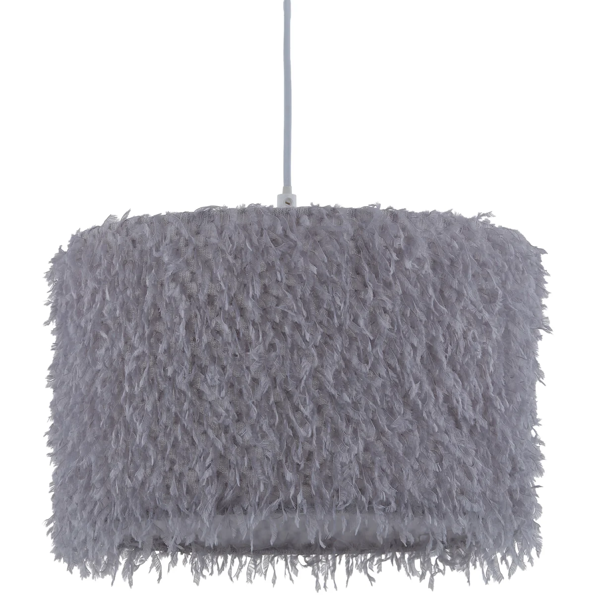 Set Of 2 Rogers Easy Fit Fabric Pendant Shades - Grey Shaggy Fabric – image 4