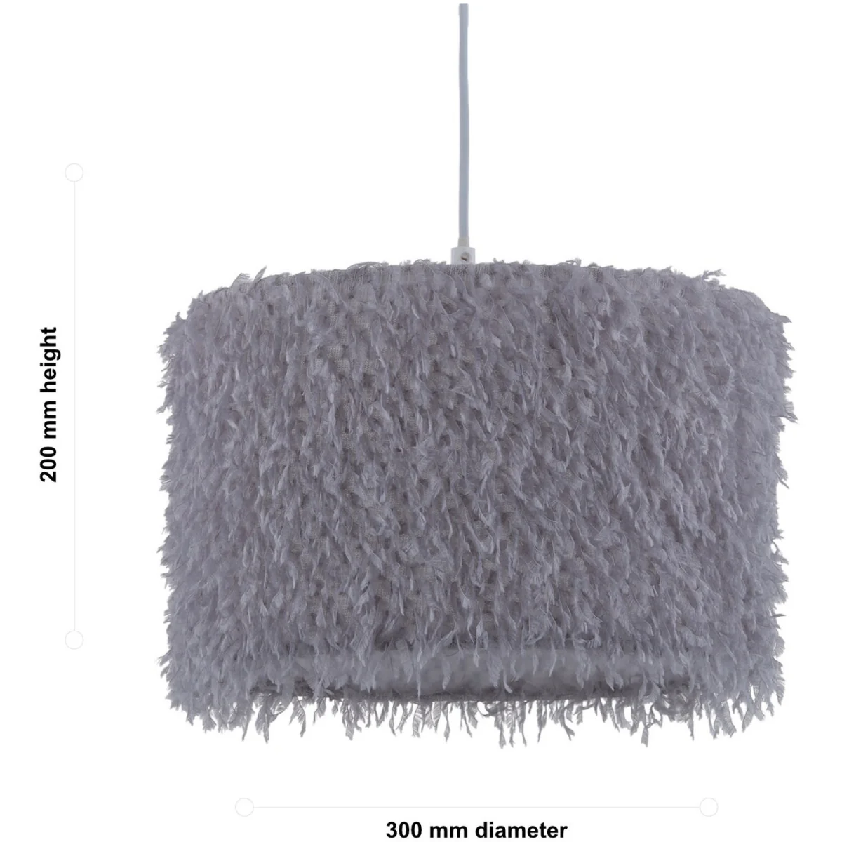 Set Of 2 Rogers Easy Fit Fabric Pendant Shades - Grey Shaggy Fabric – image 5
