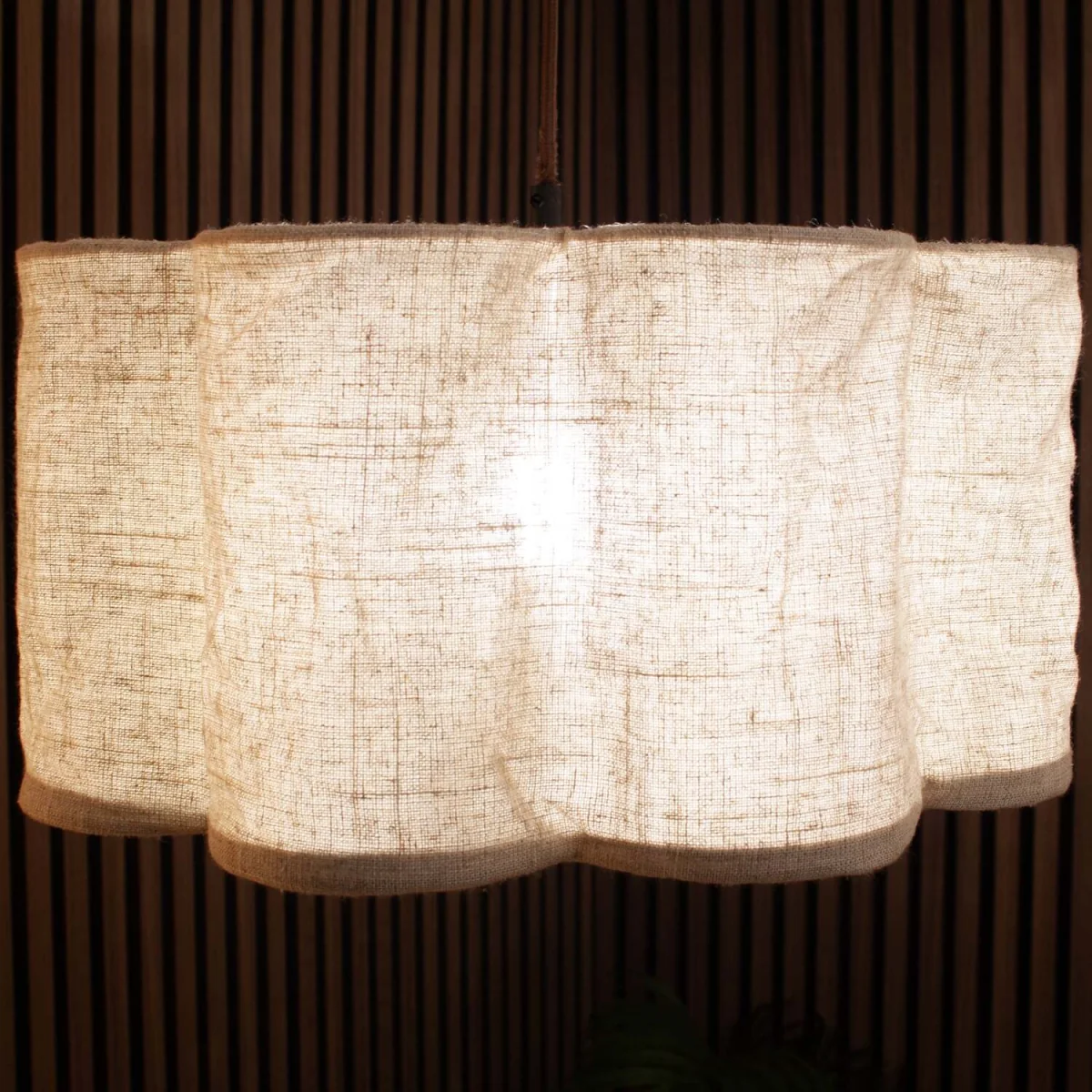 CGC Vittoria Oatmeal Linen Scallop Drum Lampshade - Oatmeal – image 3