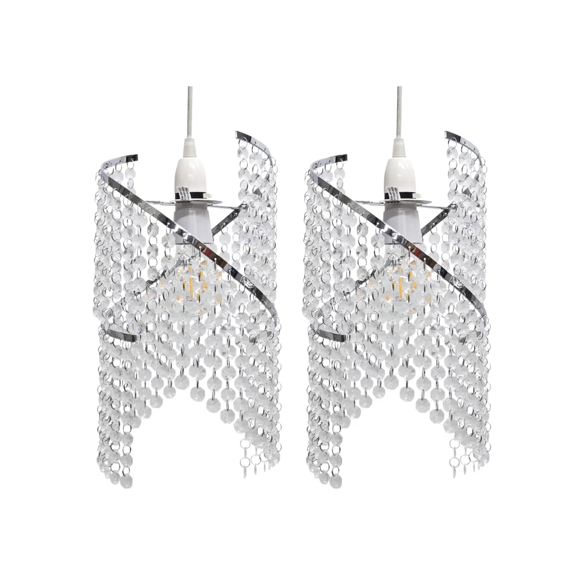 Set Of 2 Canna Easy Fit Jewelled Pendant Shades - Clear – image 1