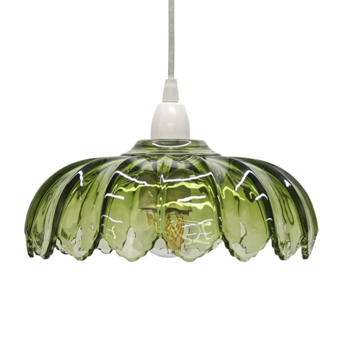 Alice Easy Fit Glass Pendant Shade - Clear Green Glass – image 1