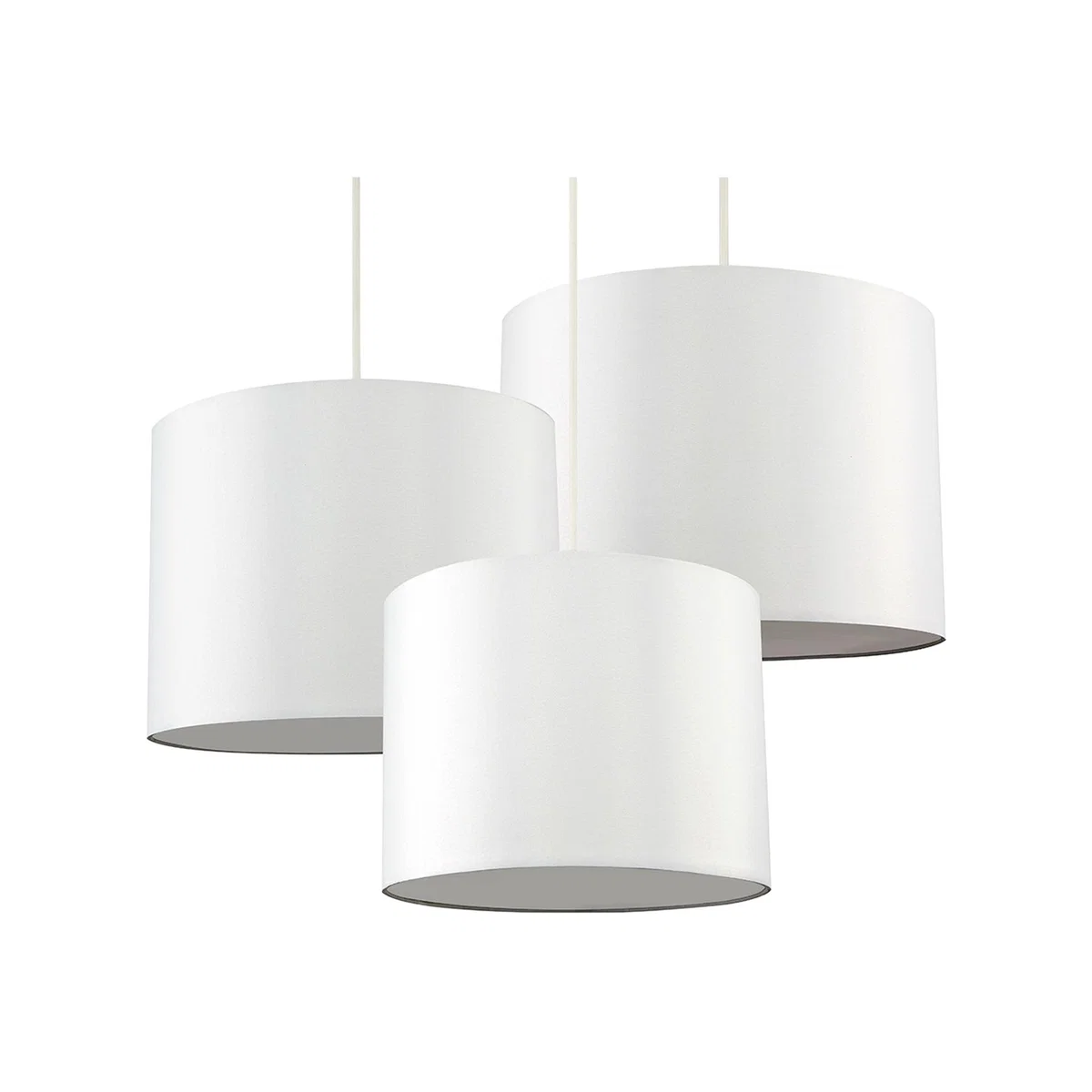 3 Pack Modern Cream Drum Pendant Ceiling Light Shades With Diffusers - Cream