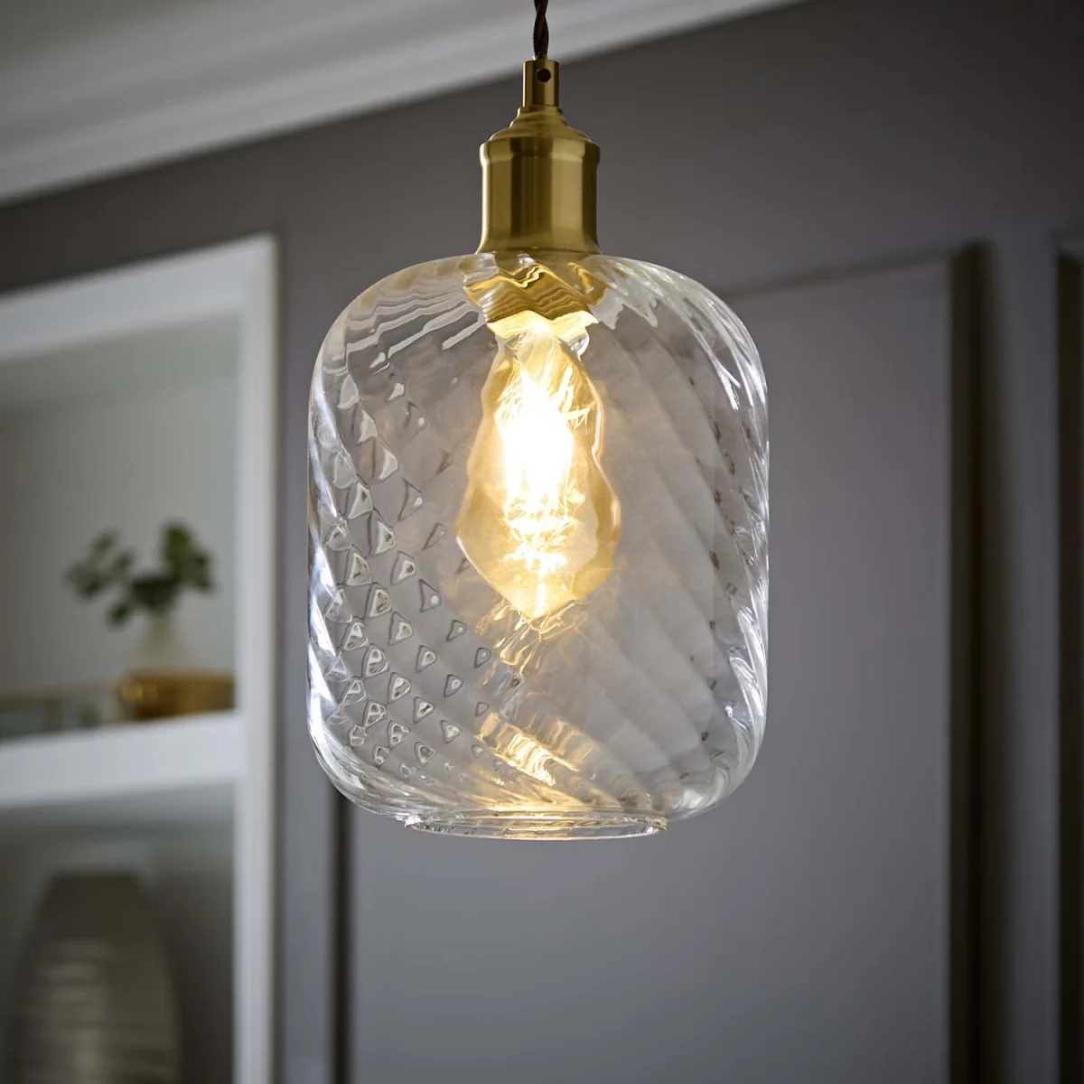Emery Clear Oval Swirled Glass Easy Fit Ceiling Lamp Shade - Clear / No - Clear – image 2