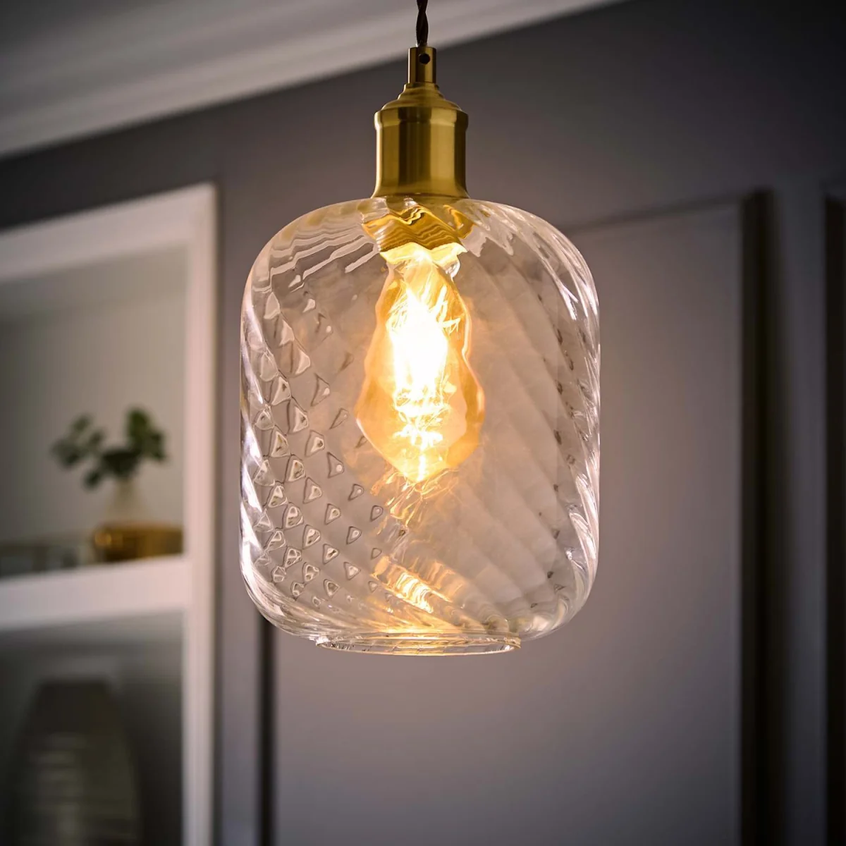 Emery Clear Oval Swirled Glass Easy Fit Ceiling Lamp Shade - Clear / No - Clear – image 3