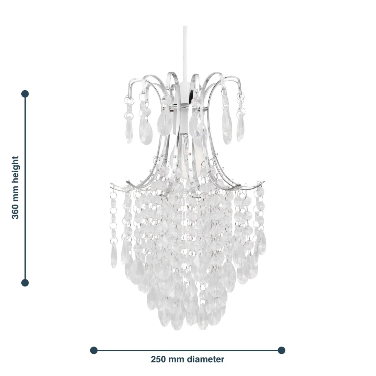 Set Of 2 Lucia Easy Fit Jewelled Pendant Shades - Clear Acrylic With Polished Chrome Plate Detail – image 5
