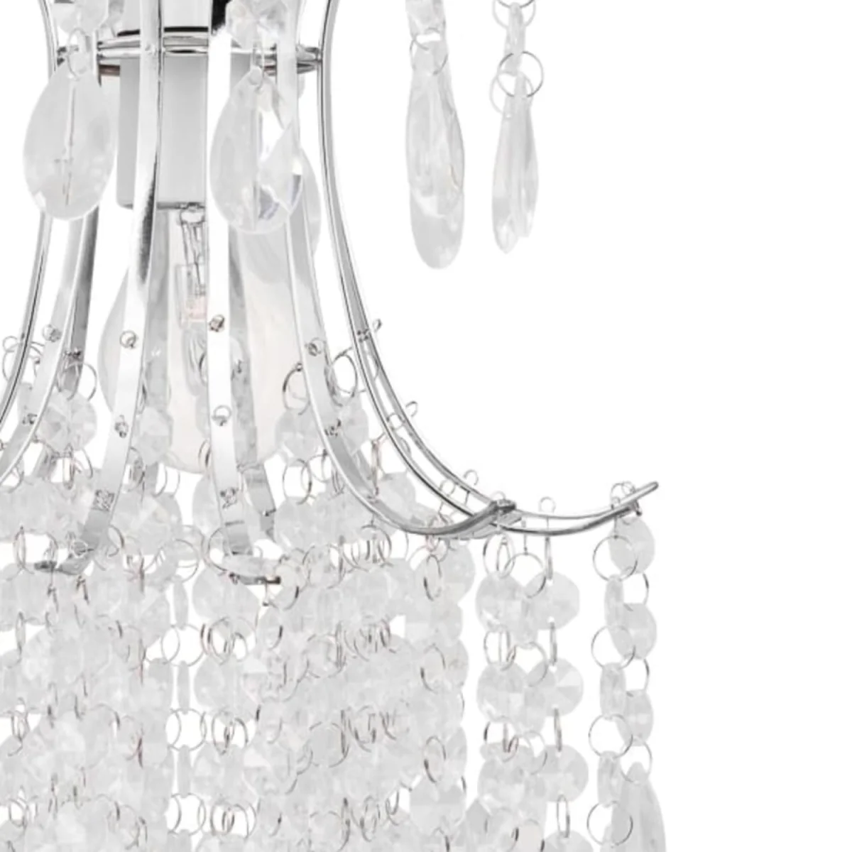 Set Of 2 Lucia Easy Fit Jewelled Pendant Shades - Clear Acrylic With Polished Chrome Plate Detail – image 6