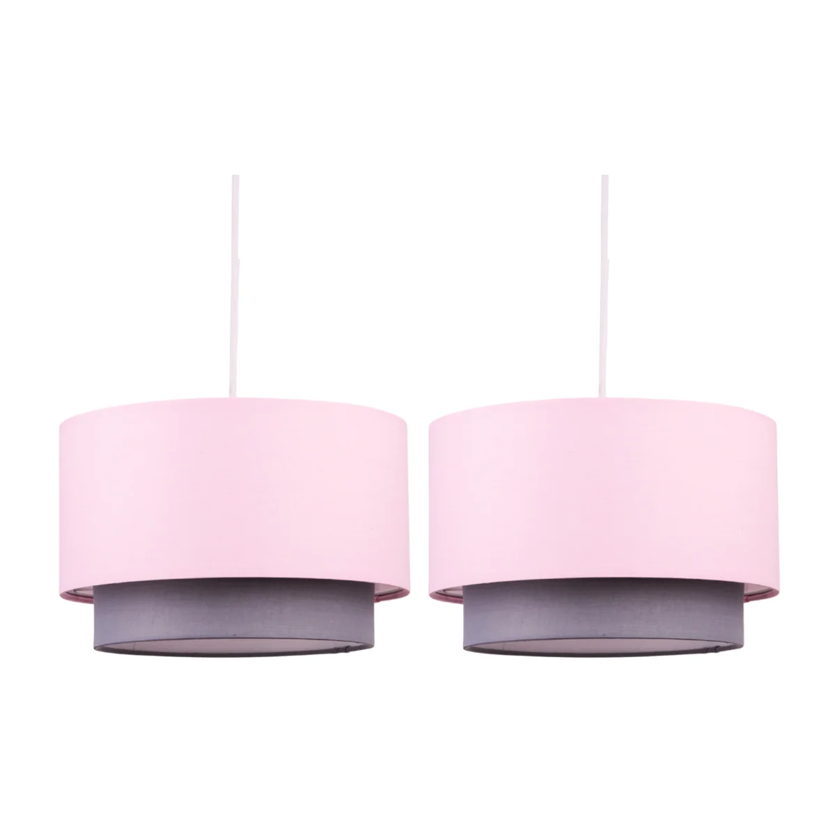 Pair Of Pink & Grey 2 Tier Light Shades - Pink – image 1