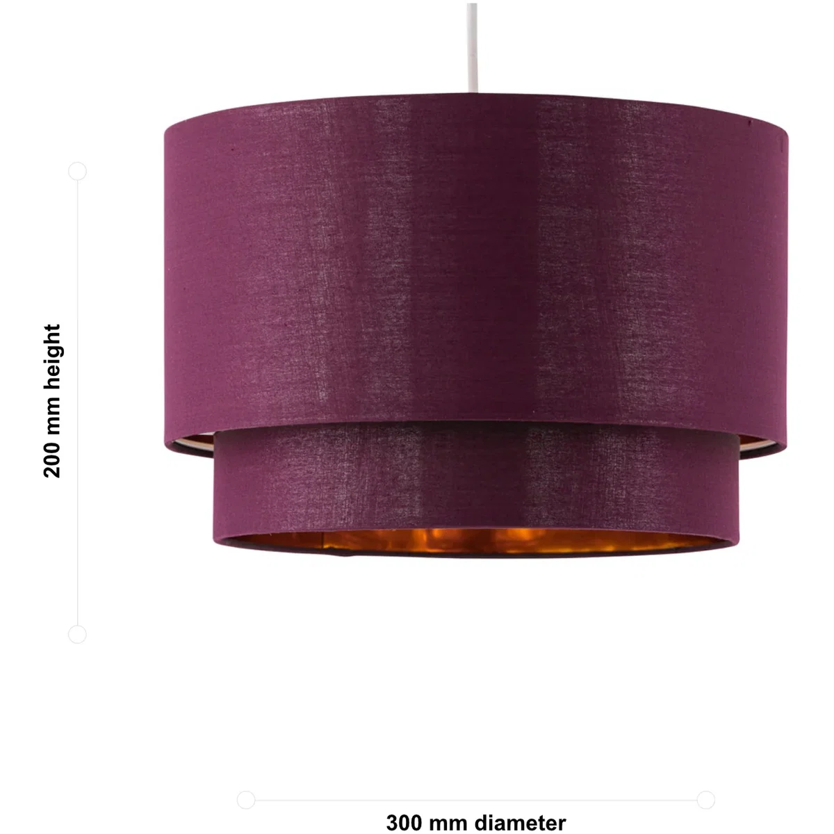 Set Of 2 Kozy Easy Fit Fabric Pendant Shades - Burgundy Cotton With Gold Inner Detail – image 5