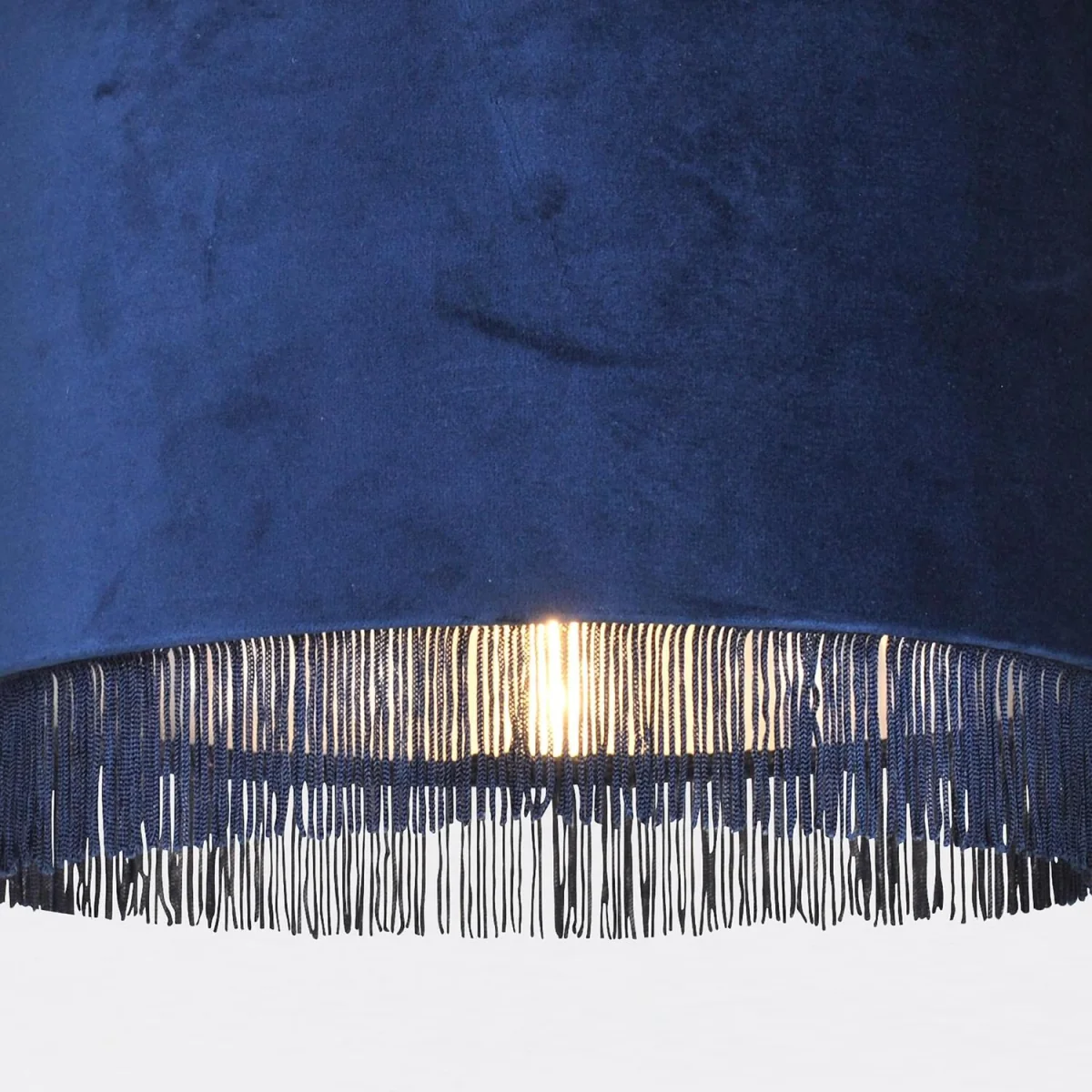 Tassle Easy Fit Fabric Pendant Shade - Navy Velvet With Chrome Inner Detail – image 4